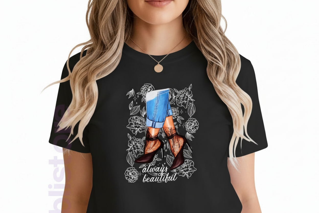 Women Shoes and Power designs Tshirts