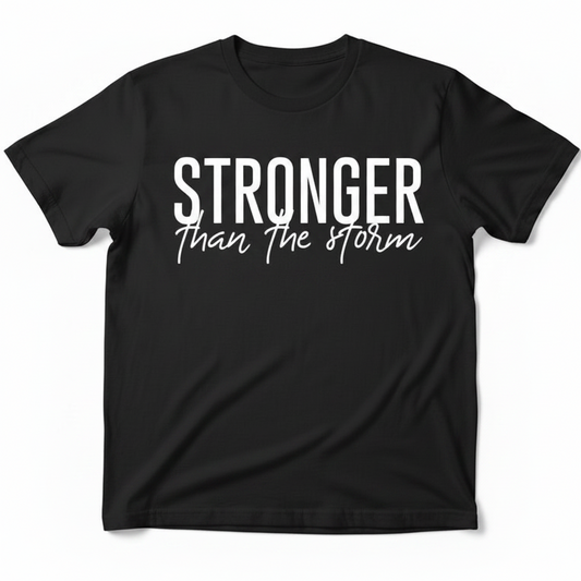 Black Radiary T-shirt with white inspirational lettering, shown flat on a light background.