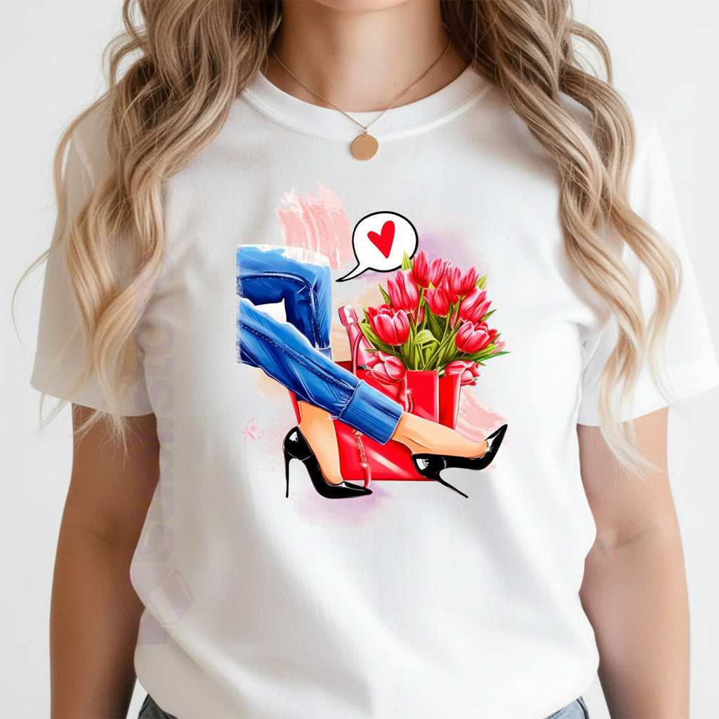 Women Shoes and Power designs Tshirts