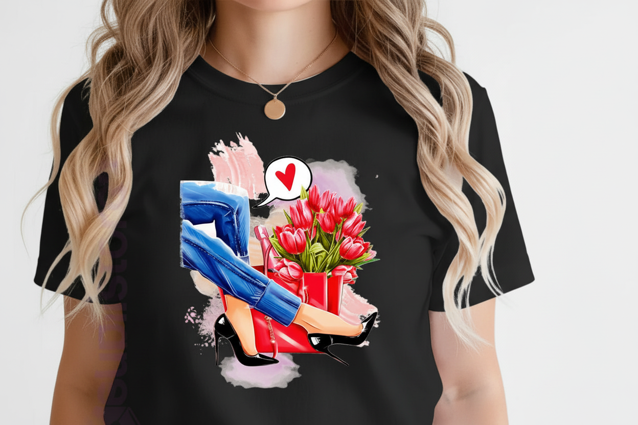 Women Shoes and Power designs Tshirts