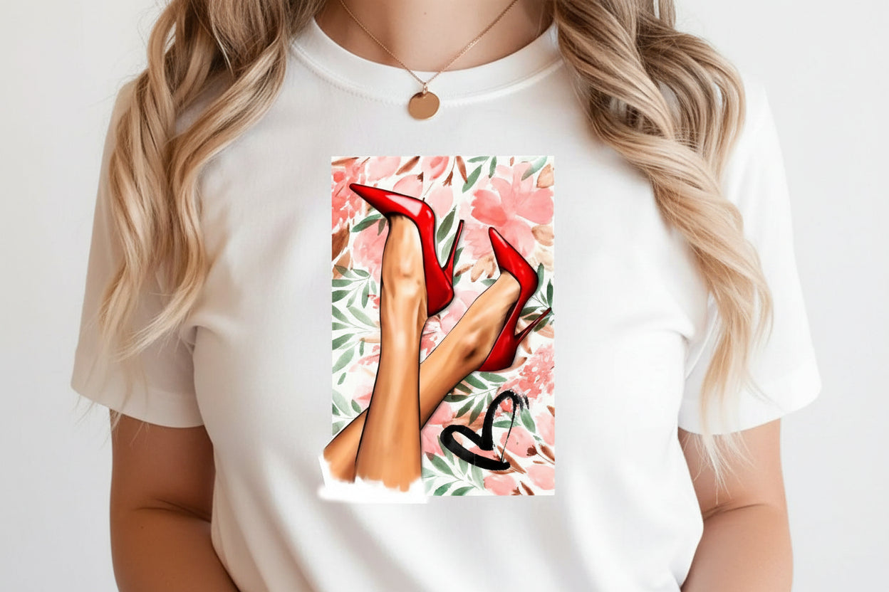 Women Shoes and Power designs Tshirts