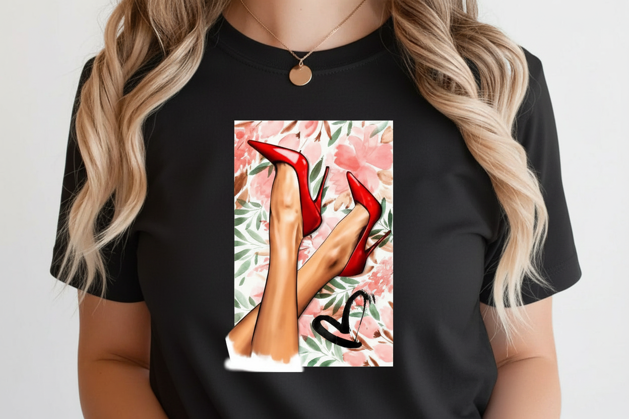 Women Shoes and Power designs Tshirts