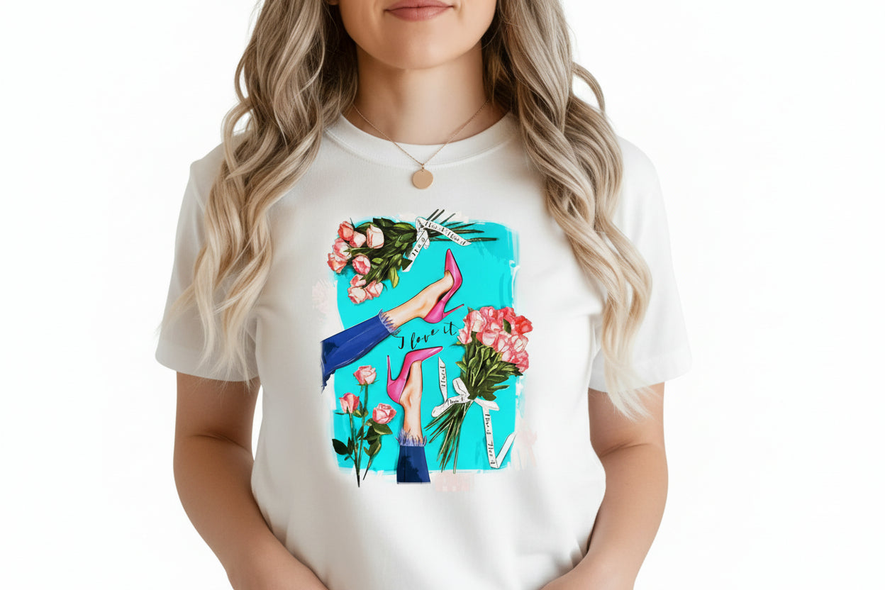 Women Shoes and Power designs Tshirts