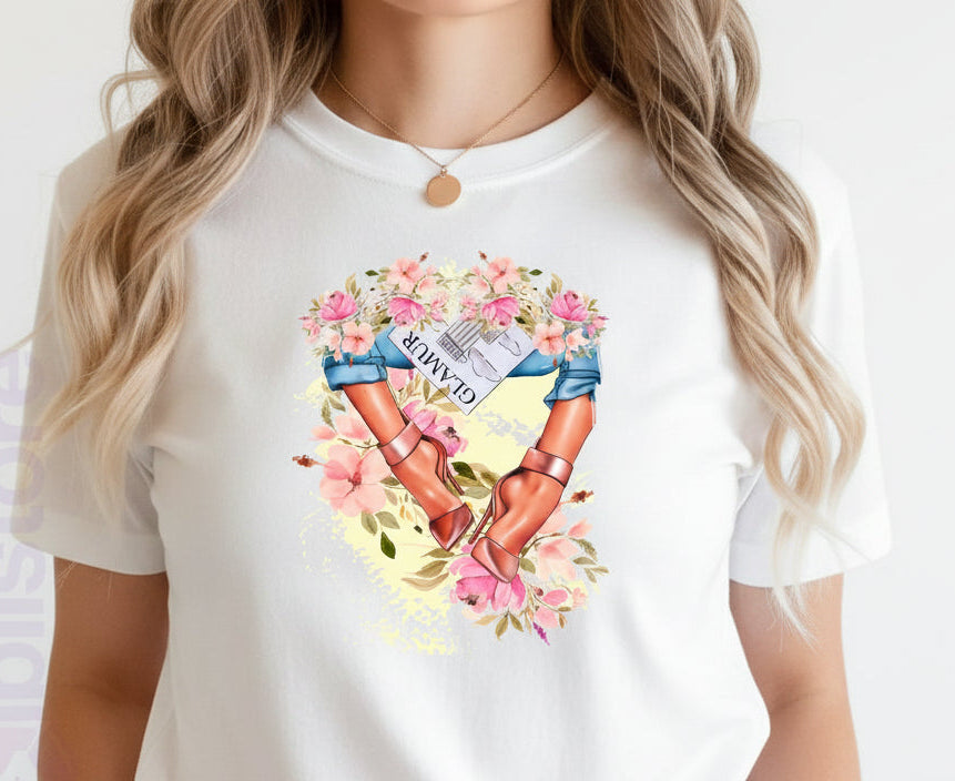 Women Shoes and Power designs Tshirts