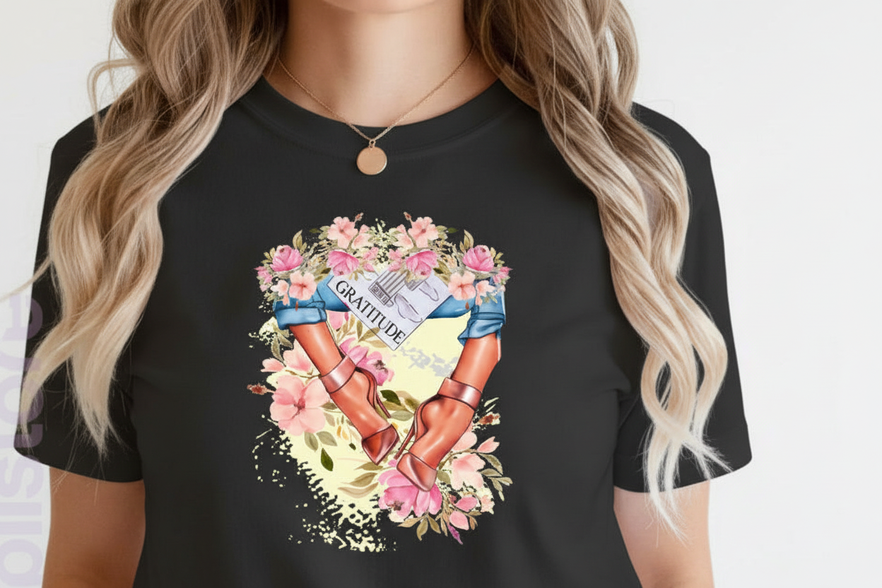 Women Shoes and Power designs Tshirts