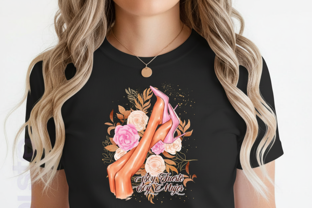 Women Shoes and Power designs Tshirts