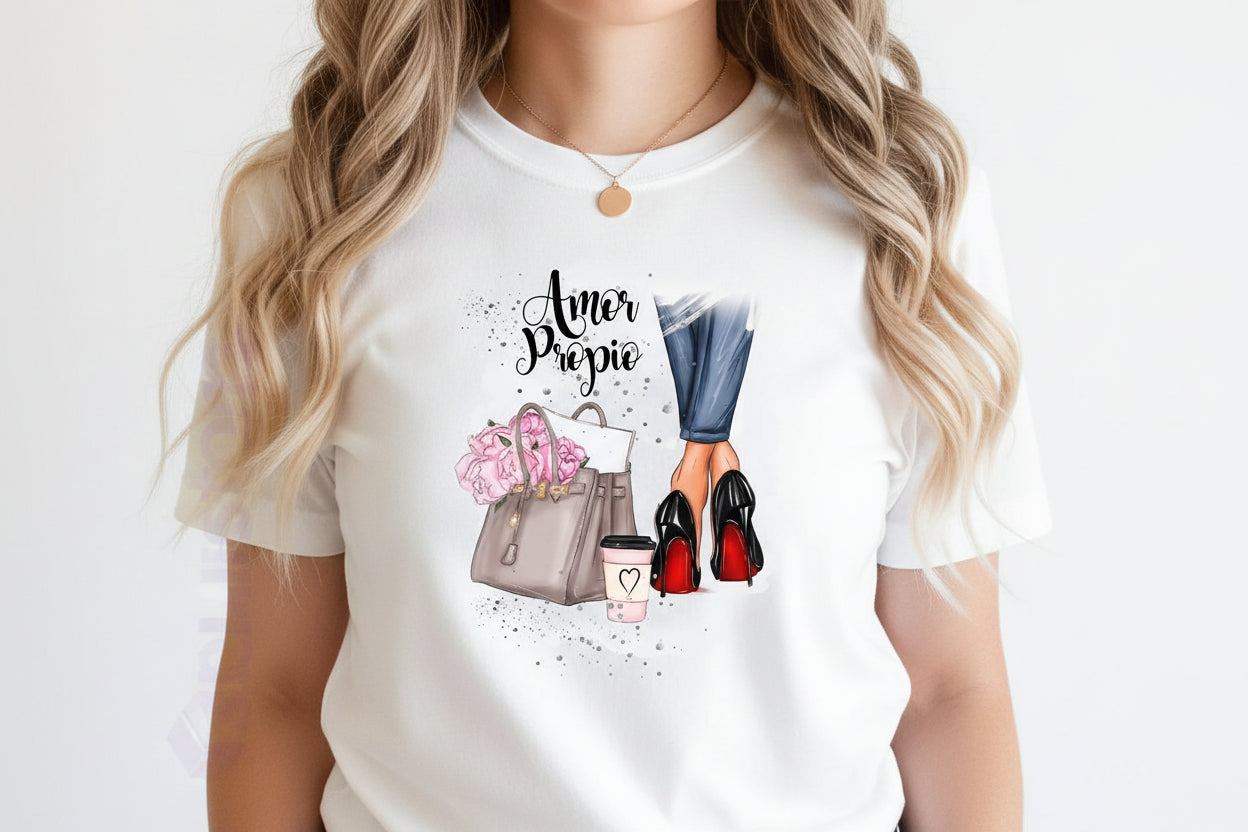Women Shoes and Power designs Tshirts