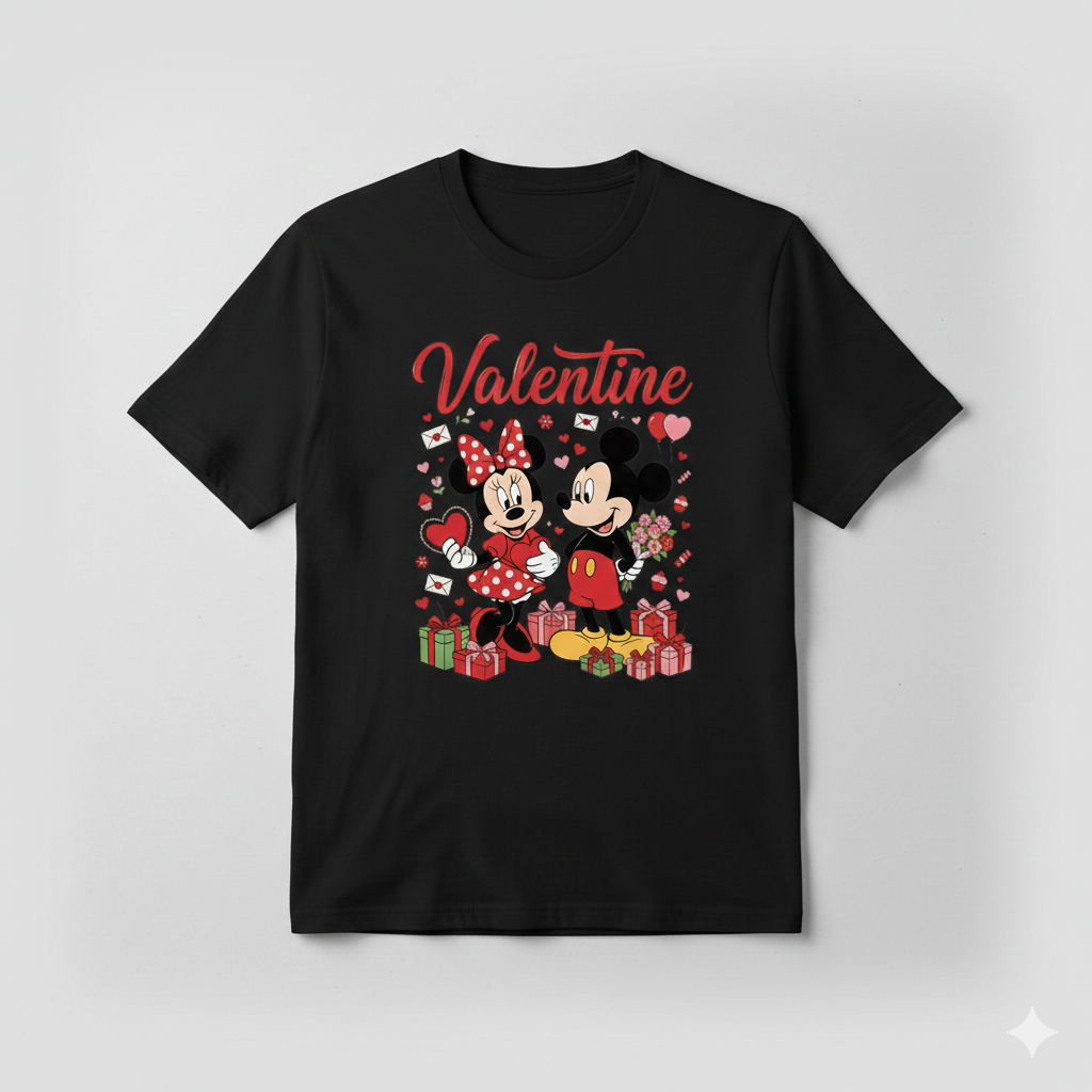 Mickey Mouse valentine's tshirt white or black