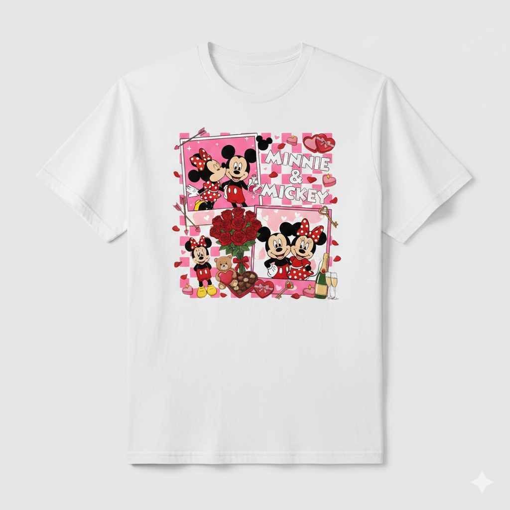 Mickey Mouse valentine's tshirt white or black