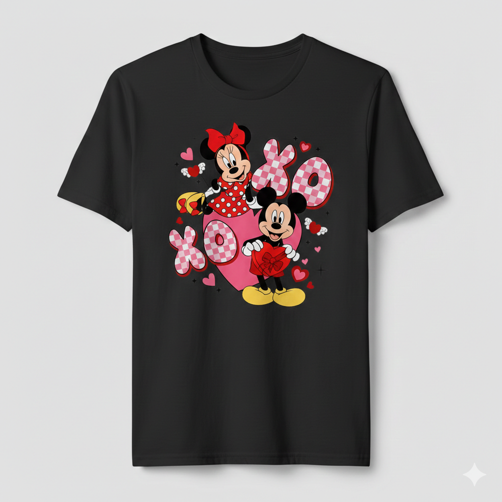 Mickey Mouse valentine's tshirt white or black