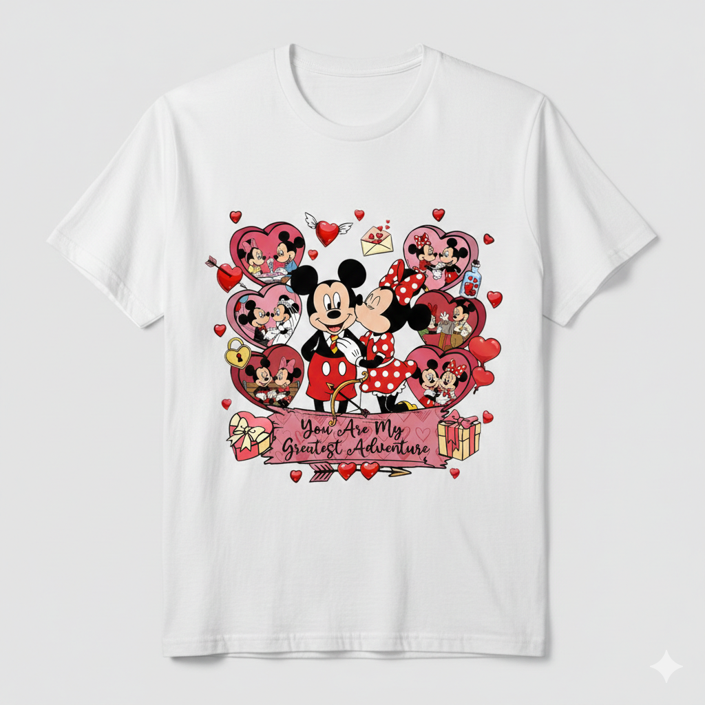 Mickey Mouse valentine's tshirt white or black