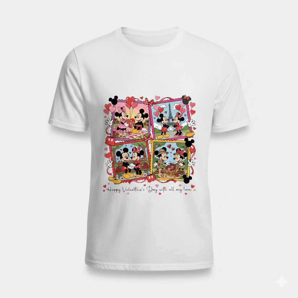 Mickey Mouse valentine's tshirt white or black