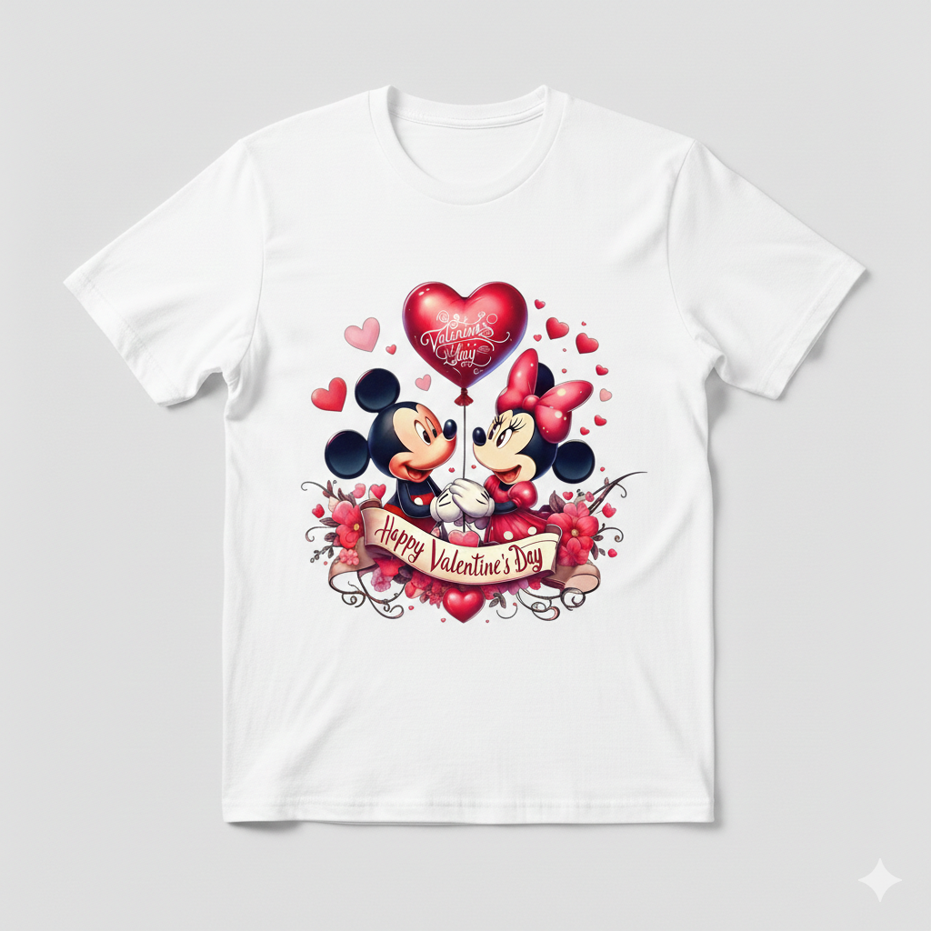 Mickey Mouse valentine's tshirt white or black