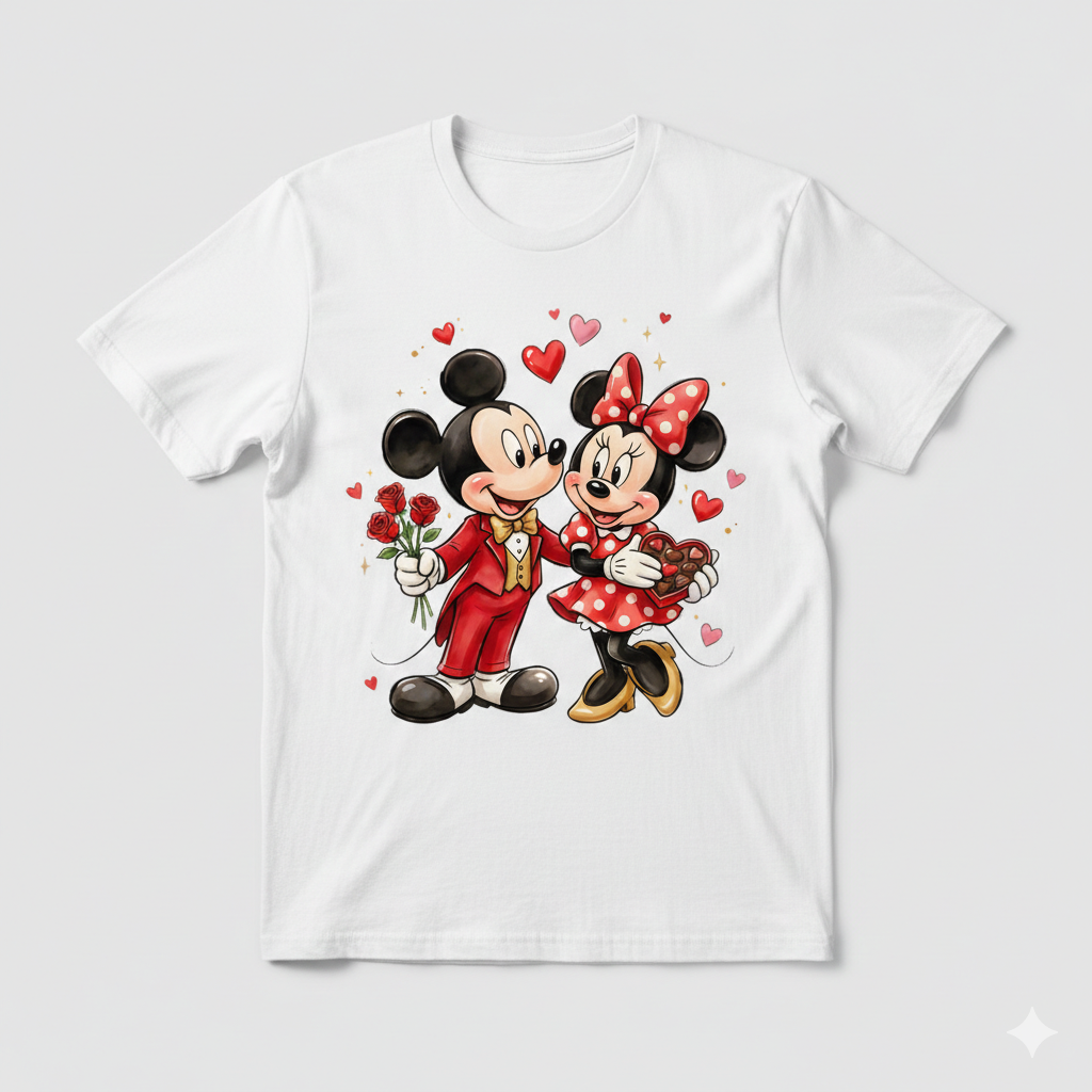 Mickey Mouse valentine's tshirt white or black