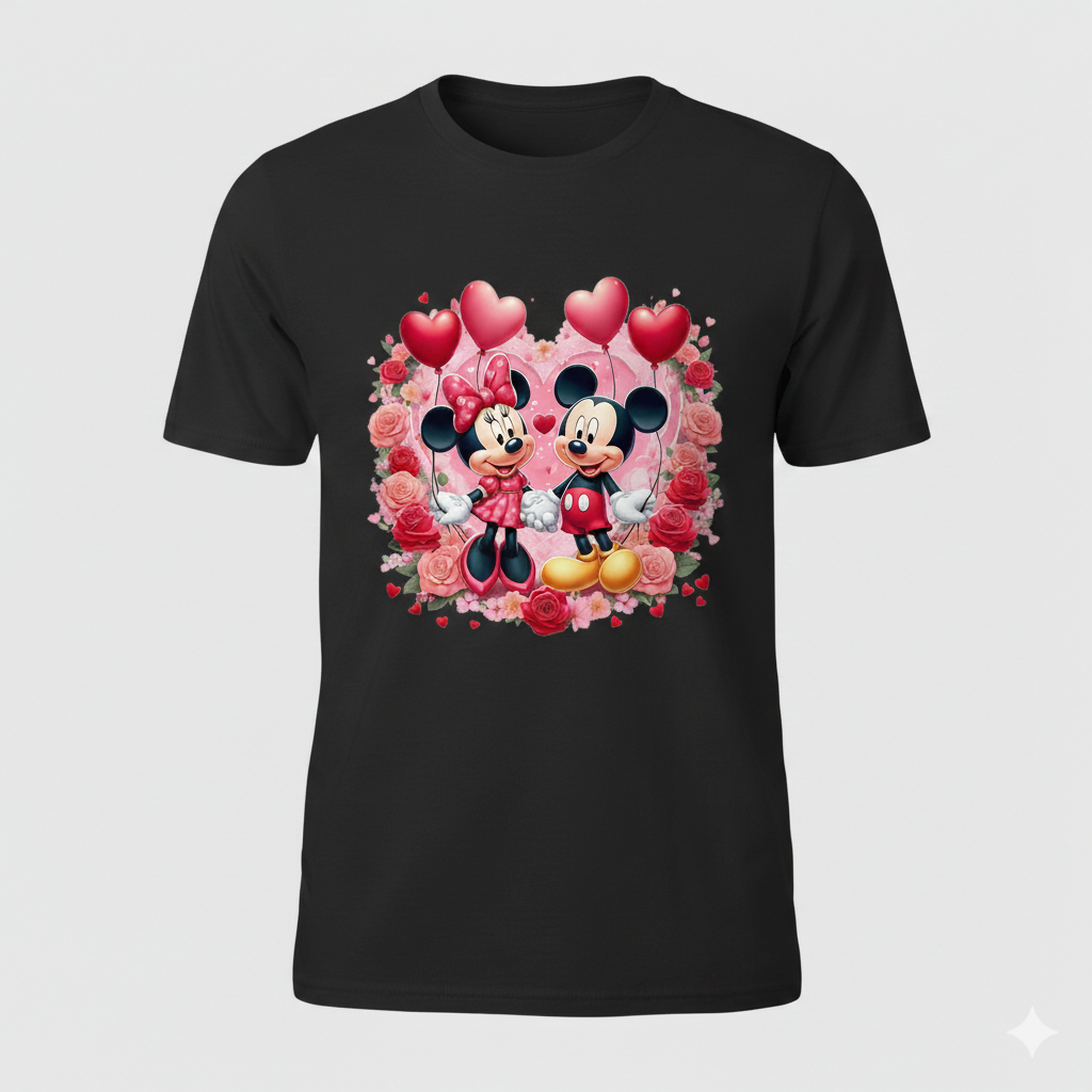 Mickey Mouse valentine's tshirt white or black