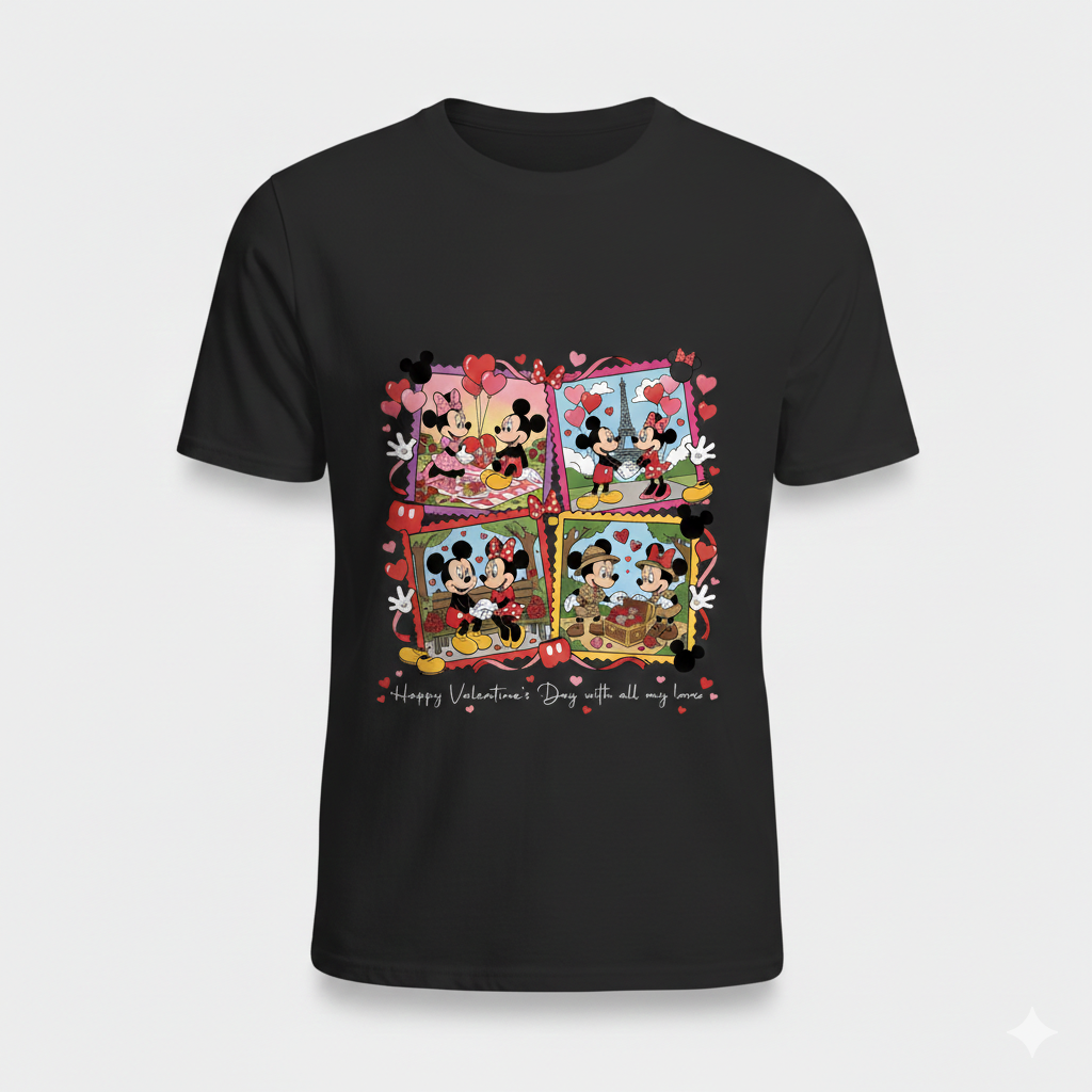 Mickey Mouse valentine's tshirt white or black