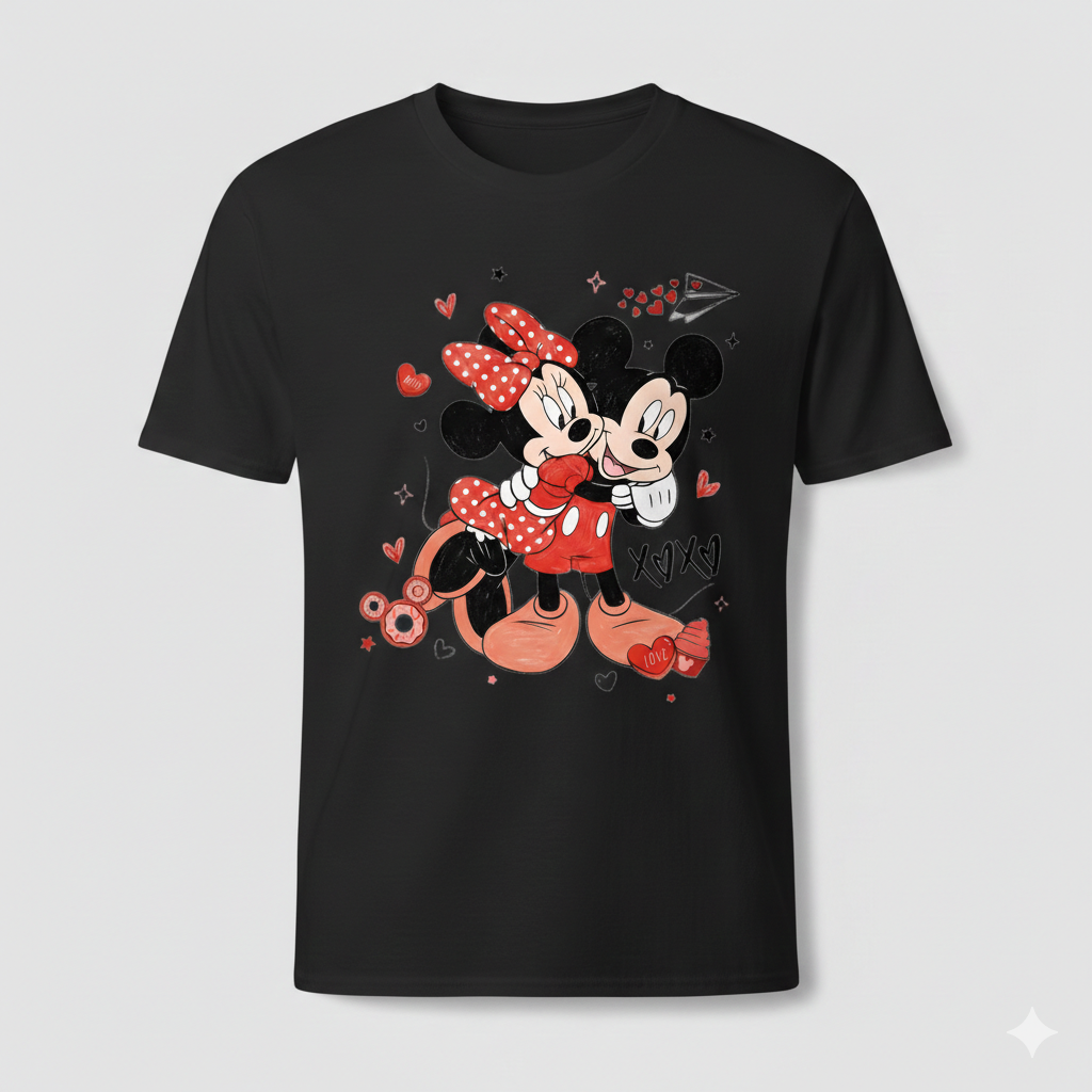 Mickey Mouse valentine's tshirt white or black