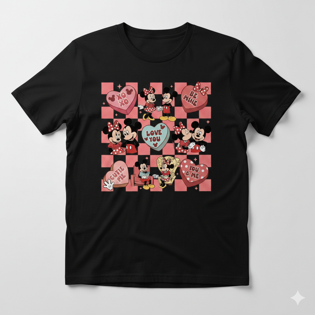 Mickey Mouse valentine's tshirt white or black