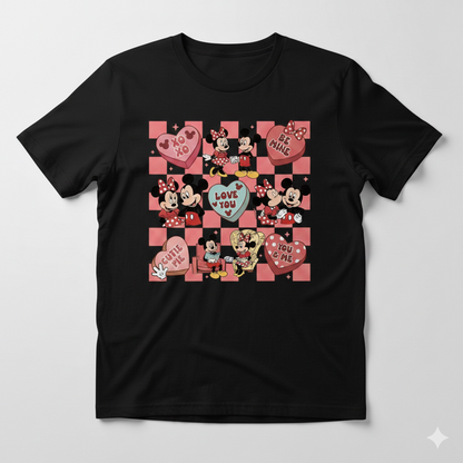 Mickey Mouse valentine's tshirt white or black