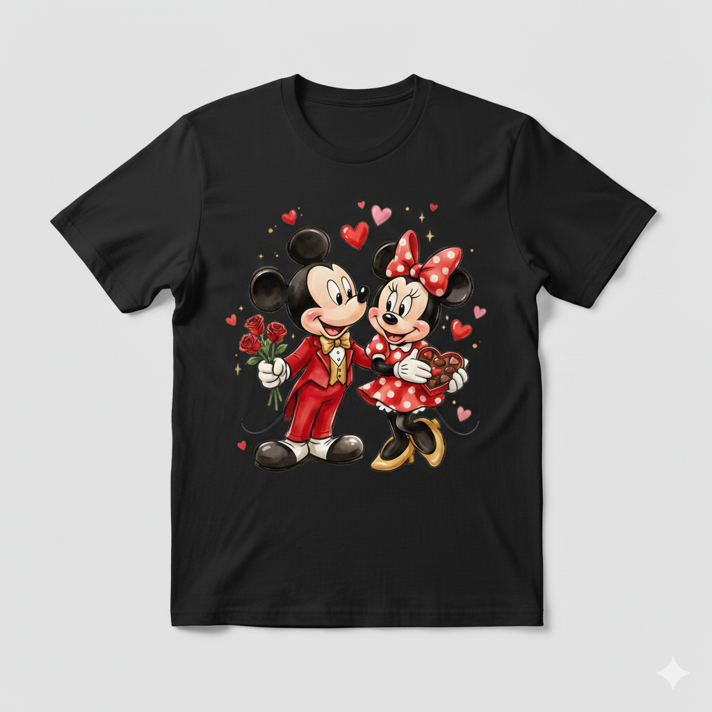 Mickey Mouse valentine's tshirt white or black