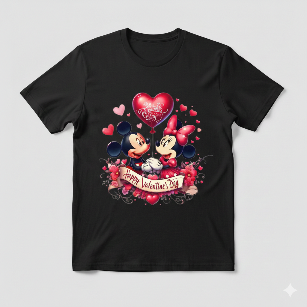 Mickey Mouse valentine's tshirt white or black