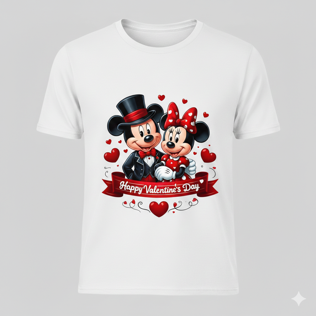 Mickey Mouse valentine's tshirt white or black