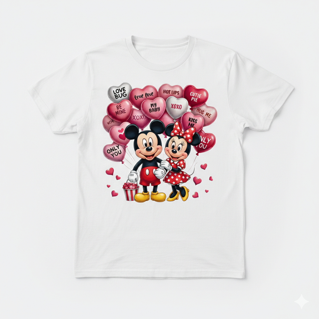 Mickey Mouse valentine's tshirt white or black