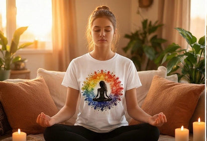 Vibrant yoga meditation shirt