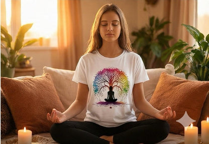 Vibrant yoga meditation shirt